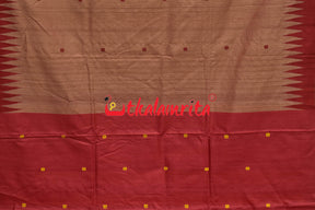 Peach Red Chakra Jaala Gopalpur Tussar Saree