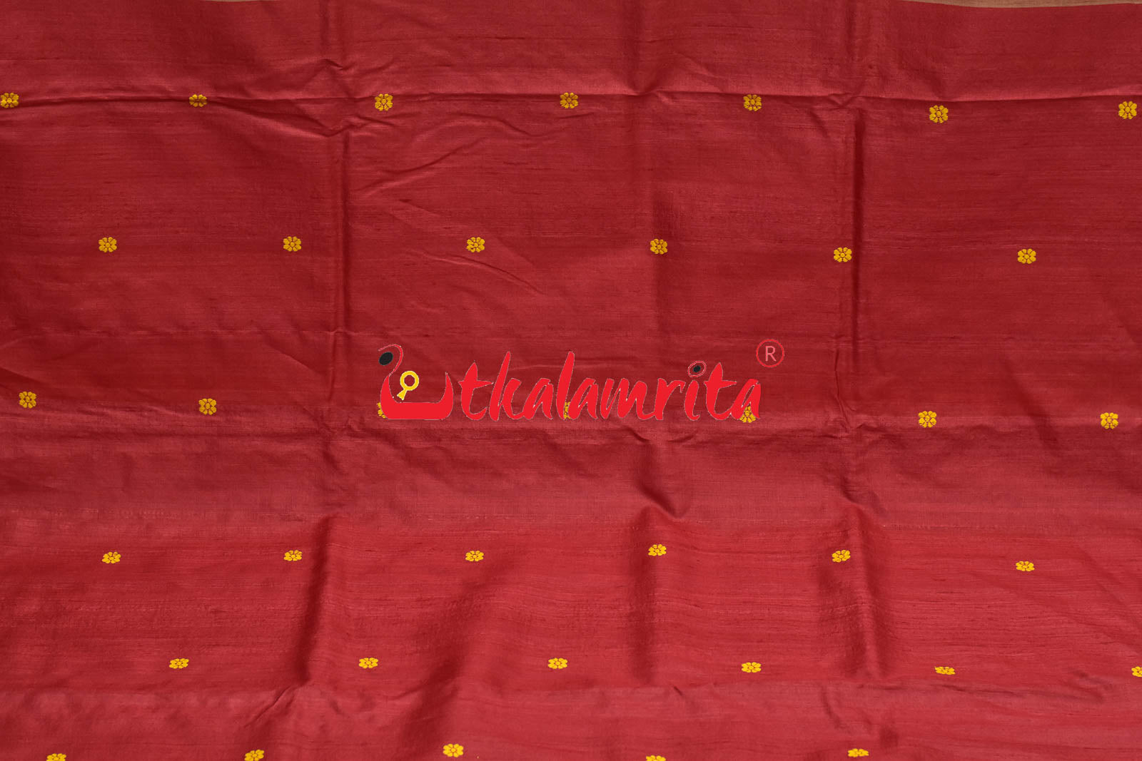 Peach Red Chakra Jaala Gopalpur Tussar Saree