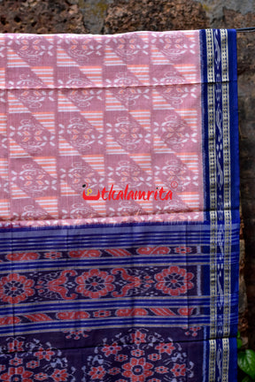 Peach Blue Khandua Cotton Saree