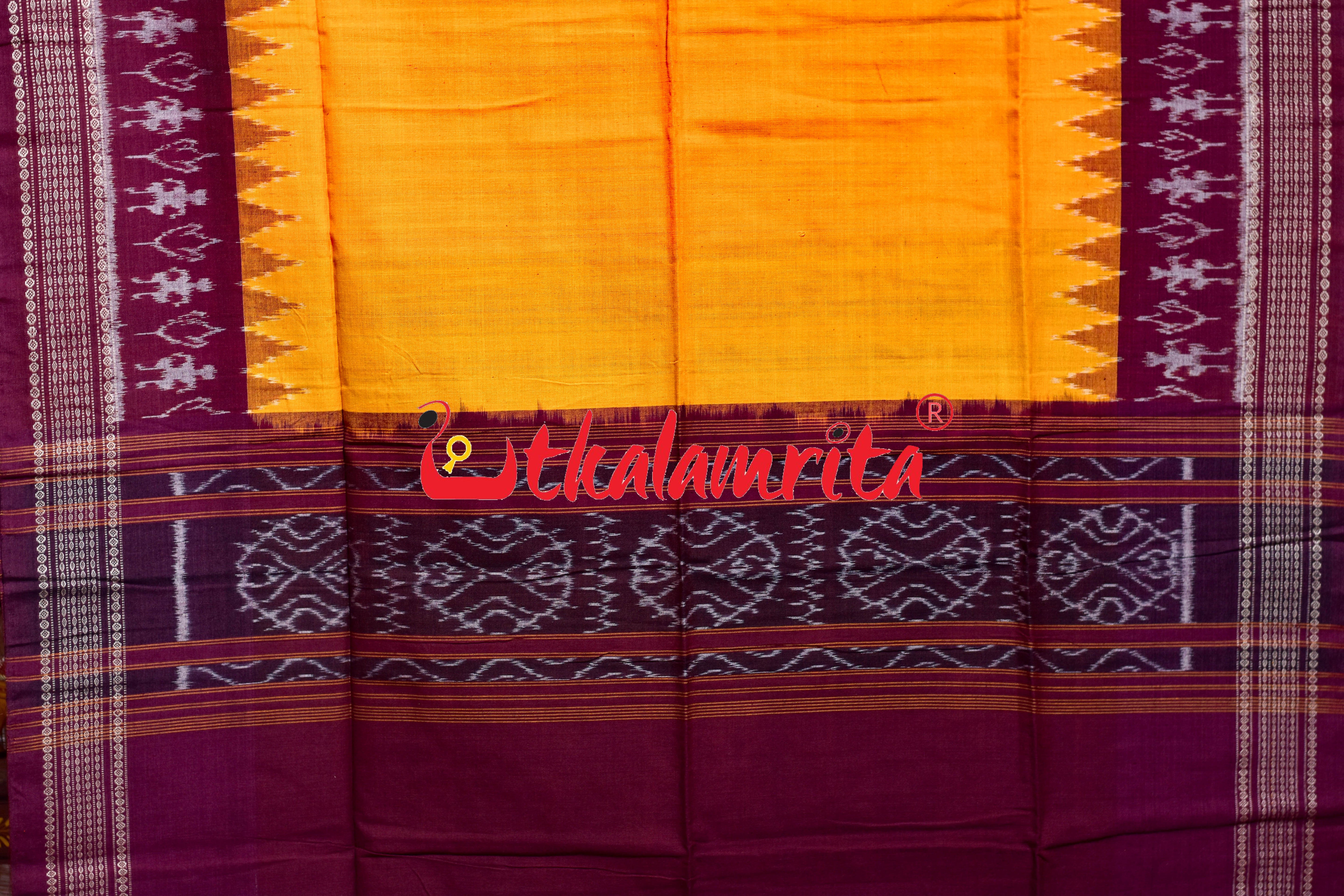 Maroon Yellow Chadhei Sambalpuri Cotton Dress Set