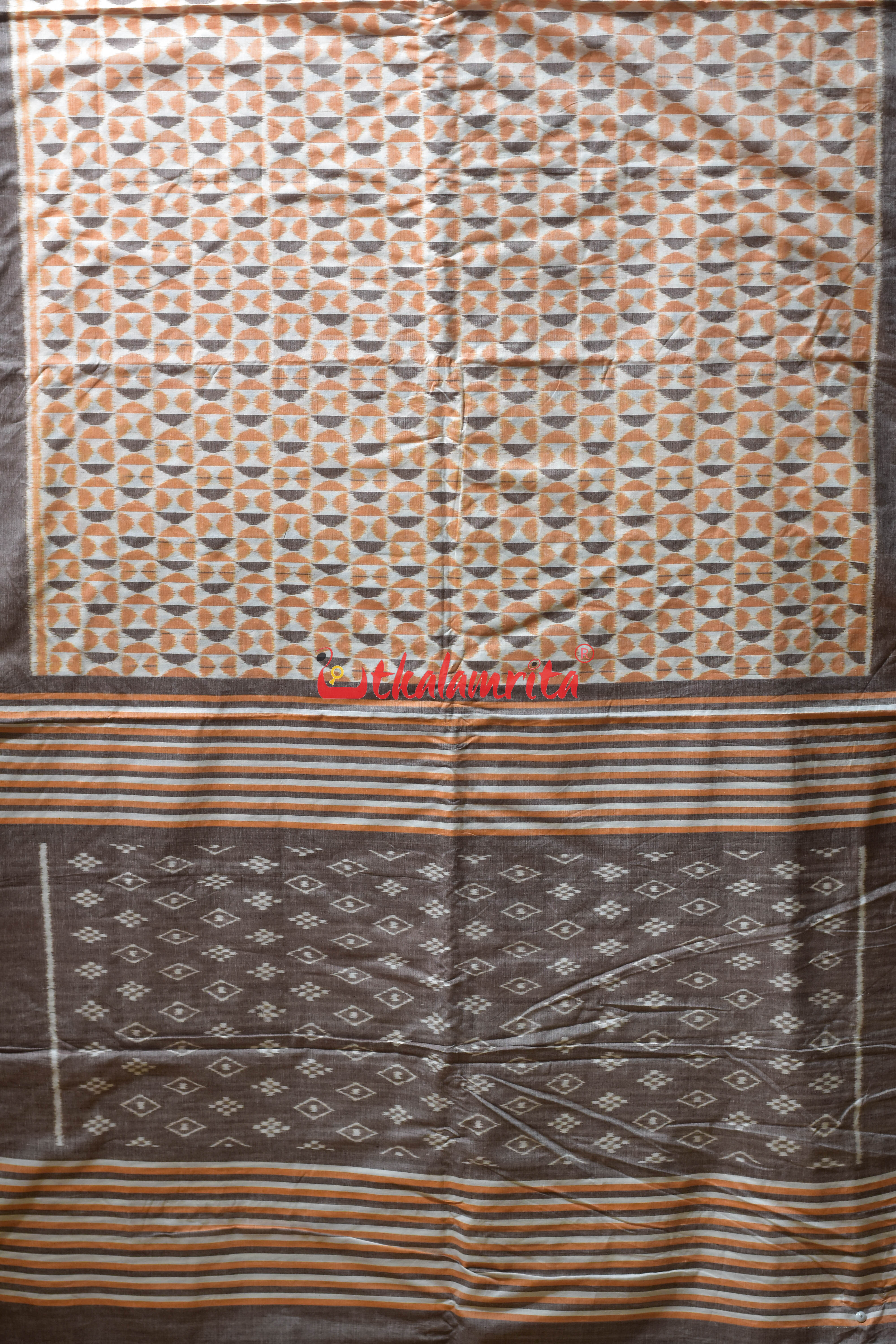 Peach Optical Illusion Khandua Cotton Saree