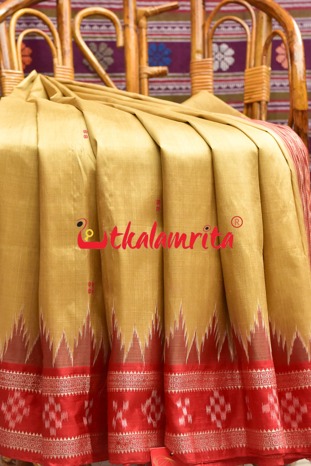 Matha Red Pasapali Jhoti Anchal Khandua Silk Saree