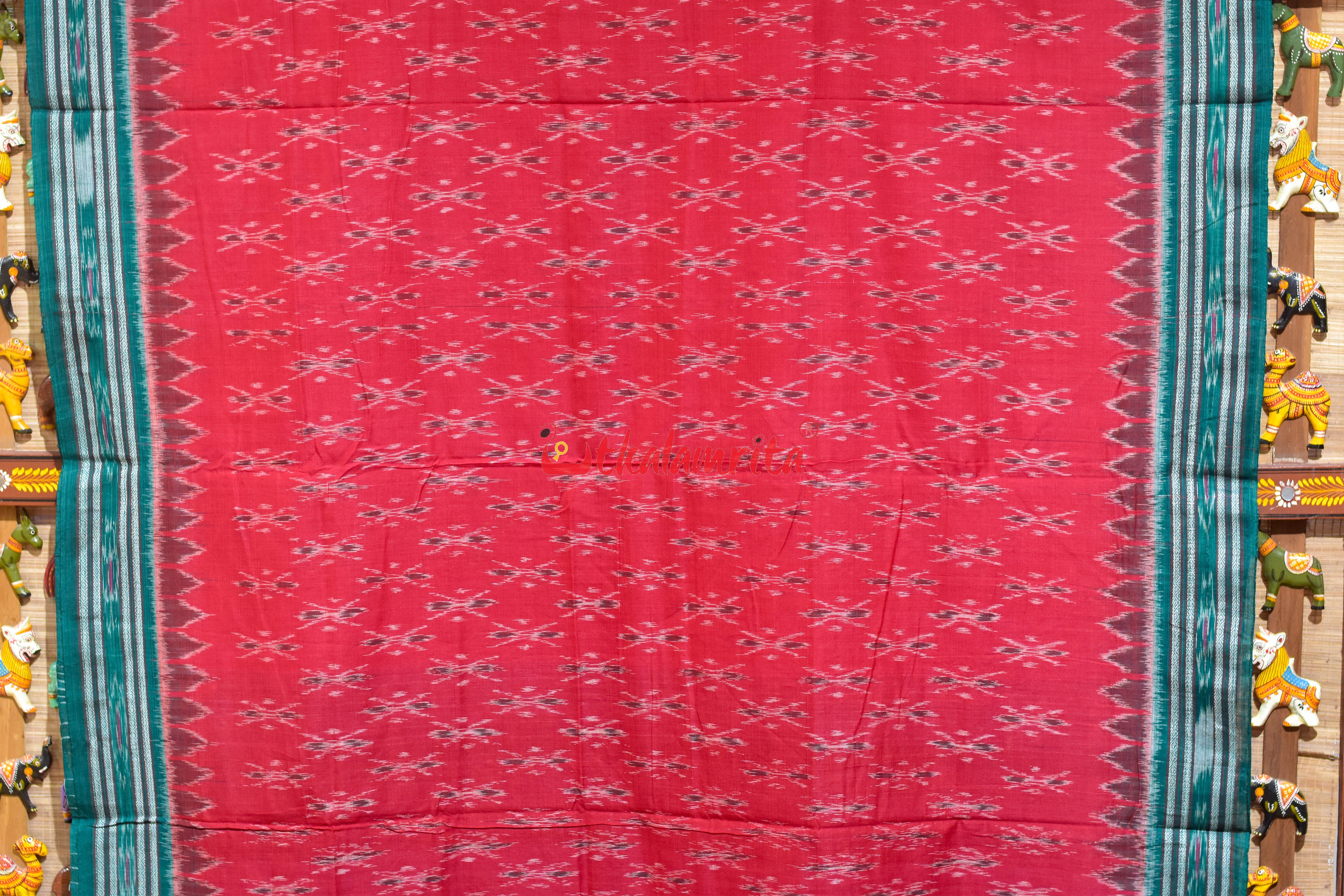 Red Damru Body Bandha Khandua Cotton Saree