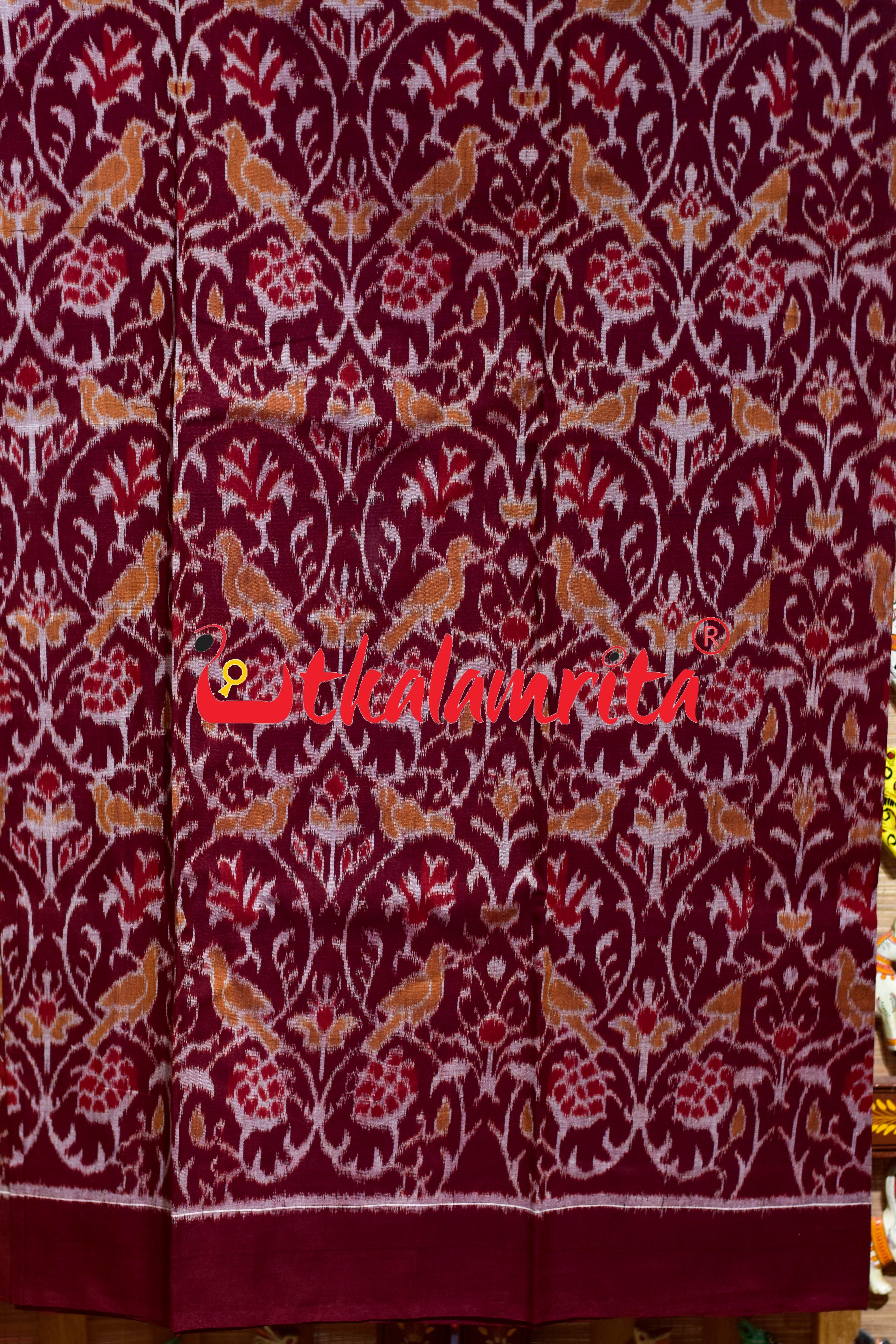 Maroon Yellow Chadhei Sambalpuri Cotton Dress Set