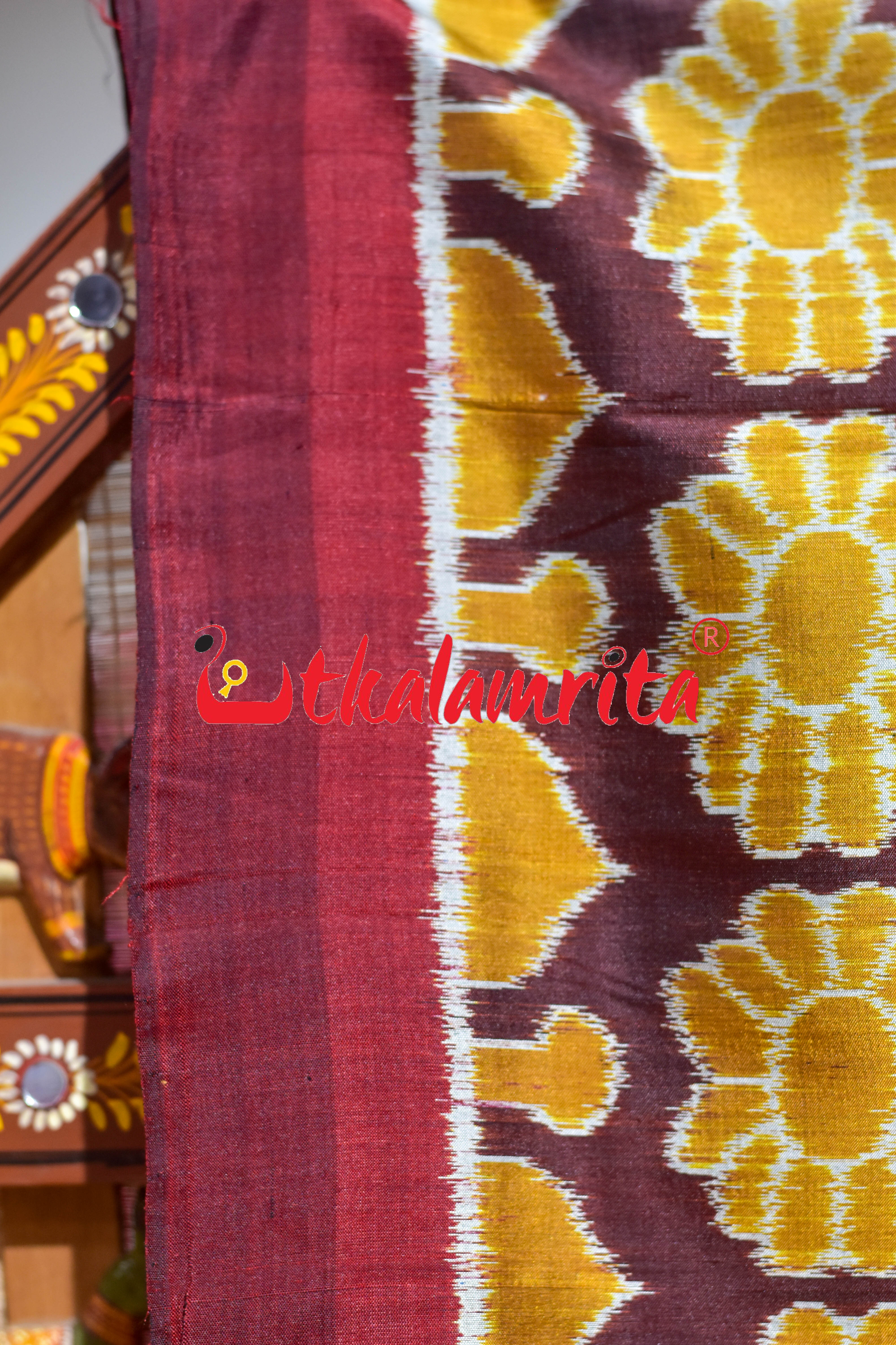 Coffee with Half Taj Mahal Border Khandua Silk Saree