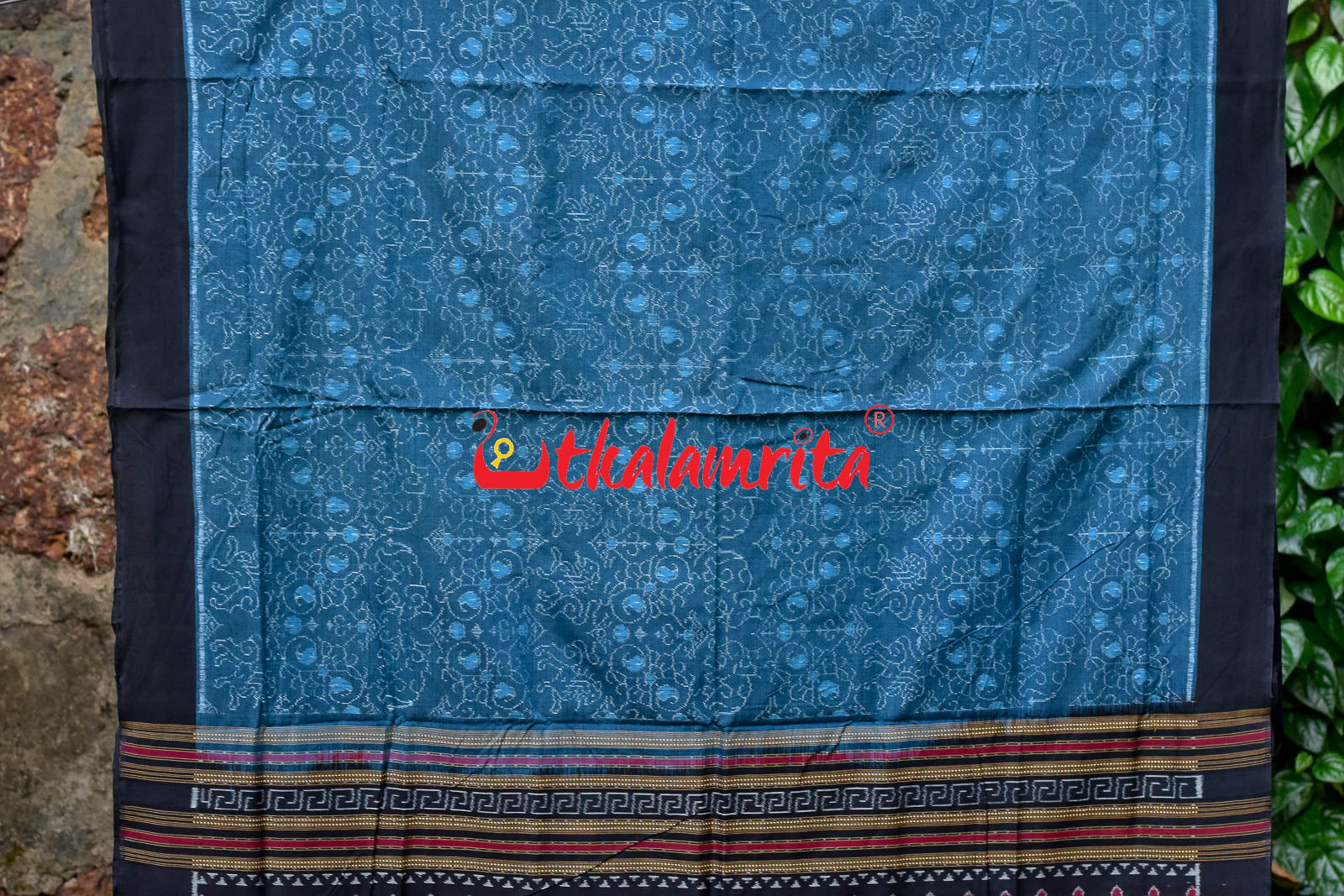 Blue Lion Elephant Sambalpuri Cotton Saree