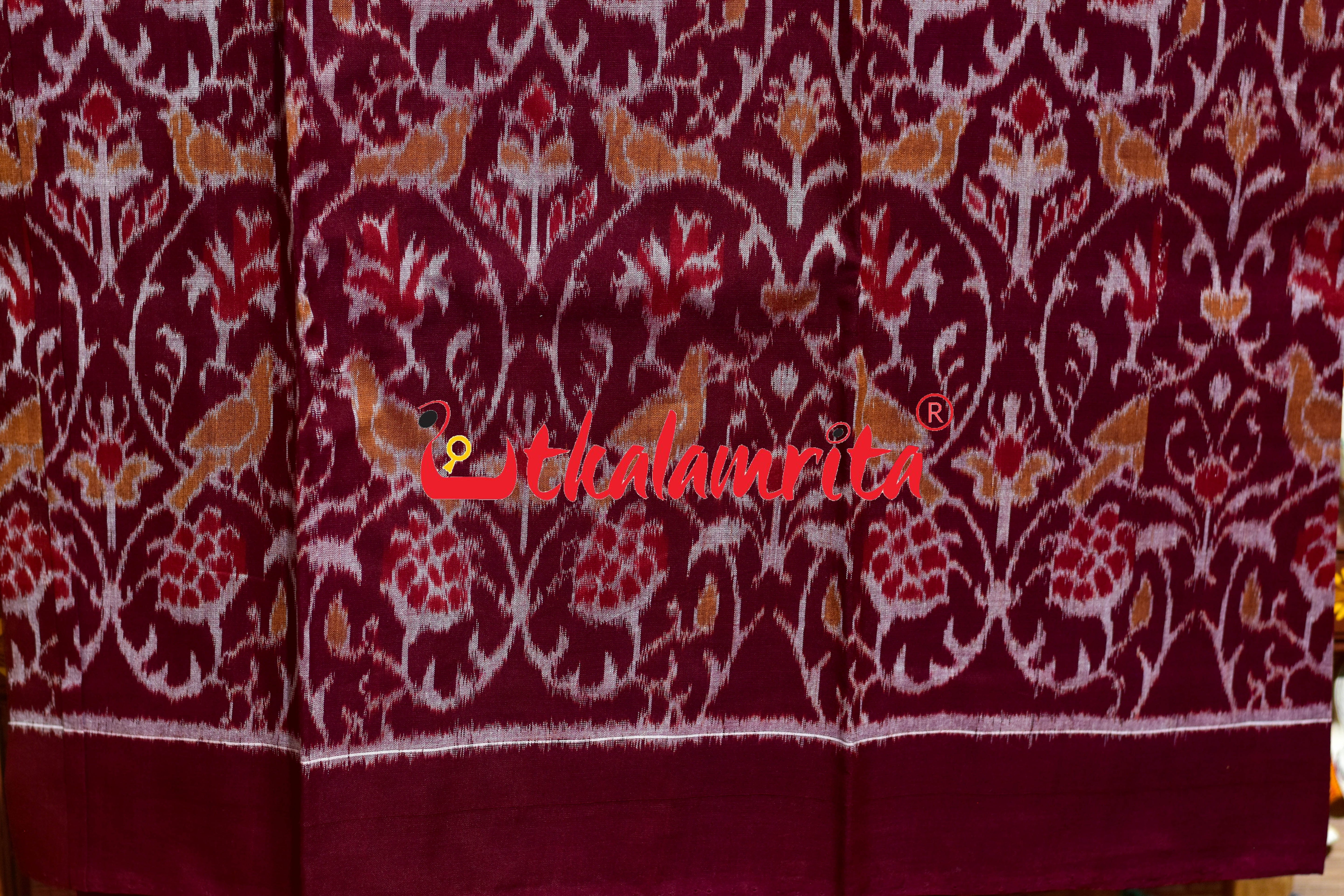 Maroon Yellow Chadhei Sambalpuri Cotton Dress Set