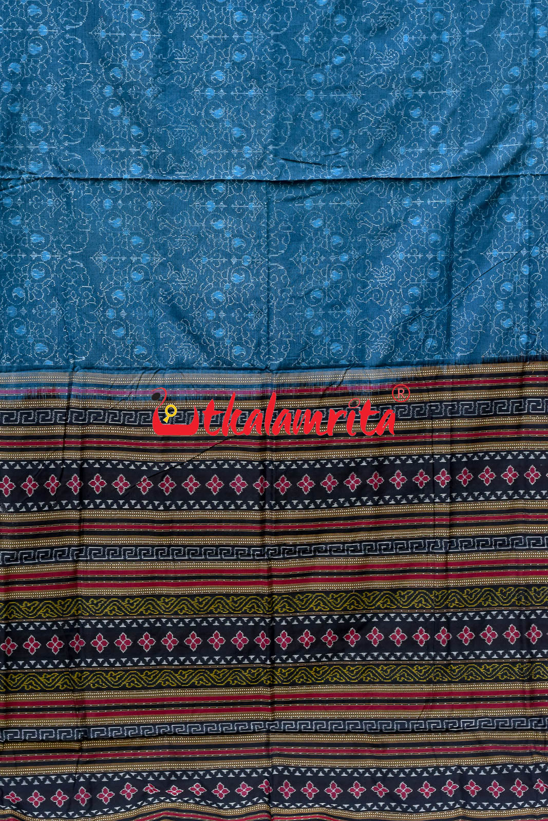 Blue Lion Elephant Sambalpuri Cotton Saree