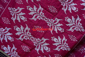 Red Maroon Sankha Khandua Cotton Saree