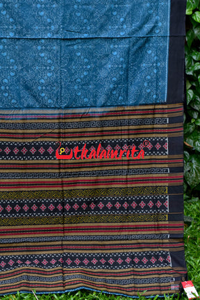 Blue Lion Elephant Sambalpuri Cotton Saree