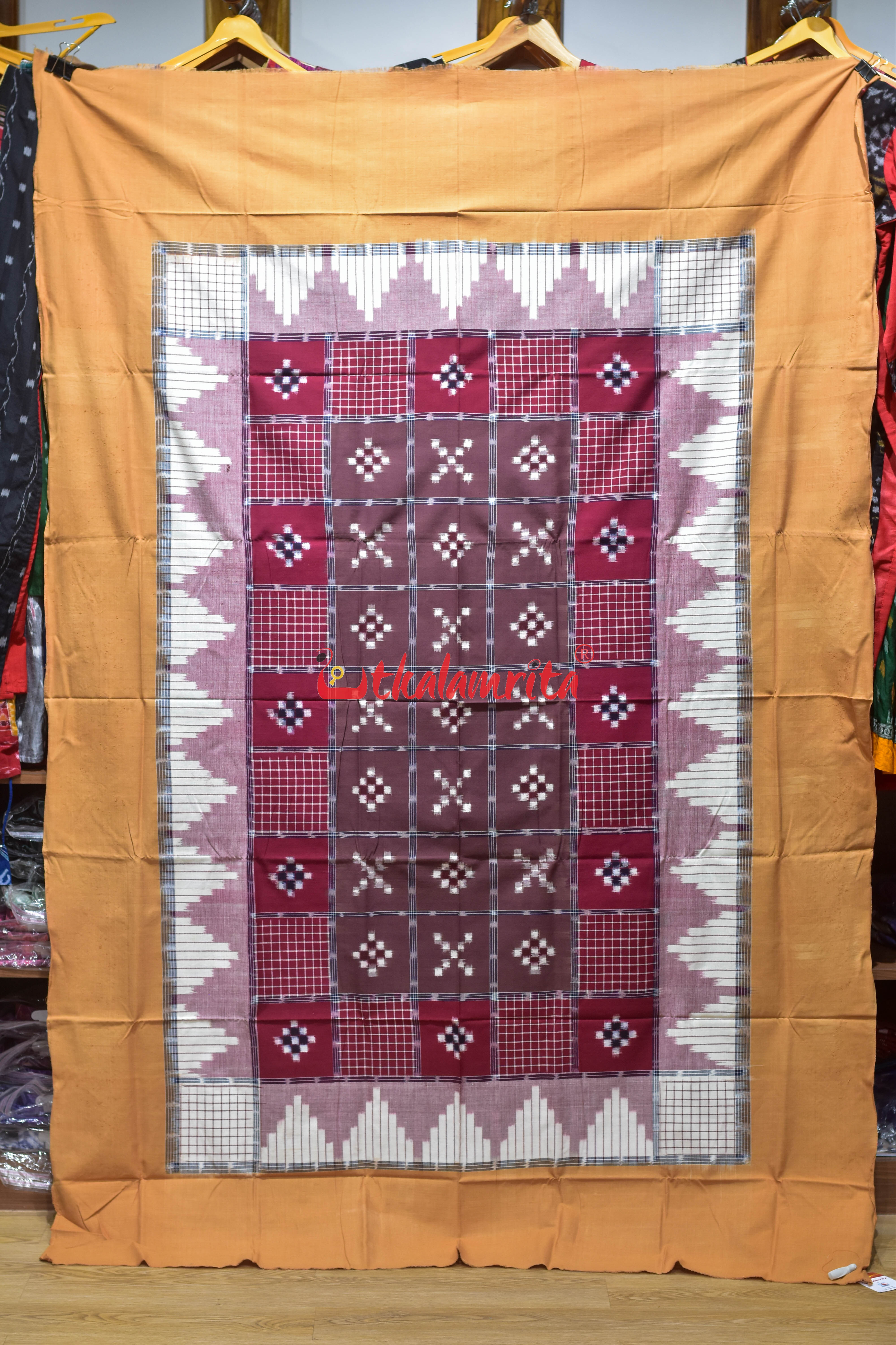 Brown Checks Triple Border Cotton (Single Bedsheet)