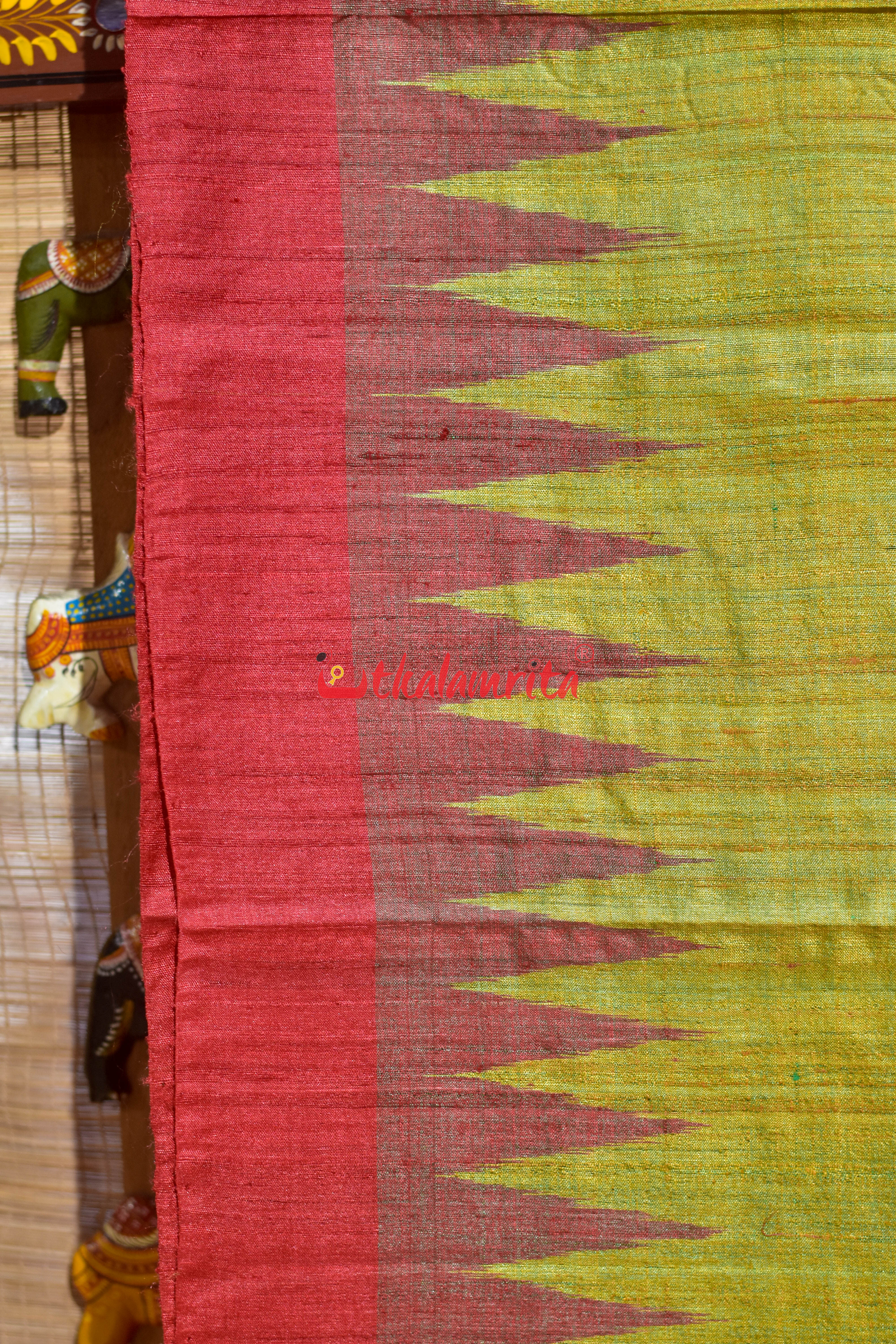 Contrast Lemon Yellow Gopalpur Tussar Saree