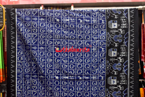 Blue Odia Alphabets Khandua Cotton Saree