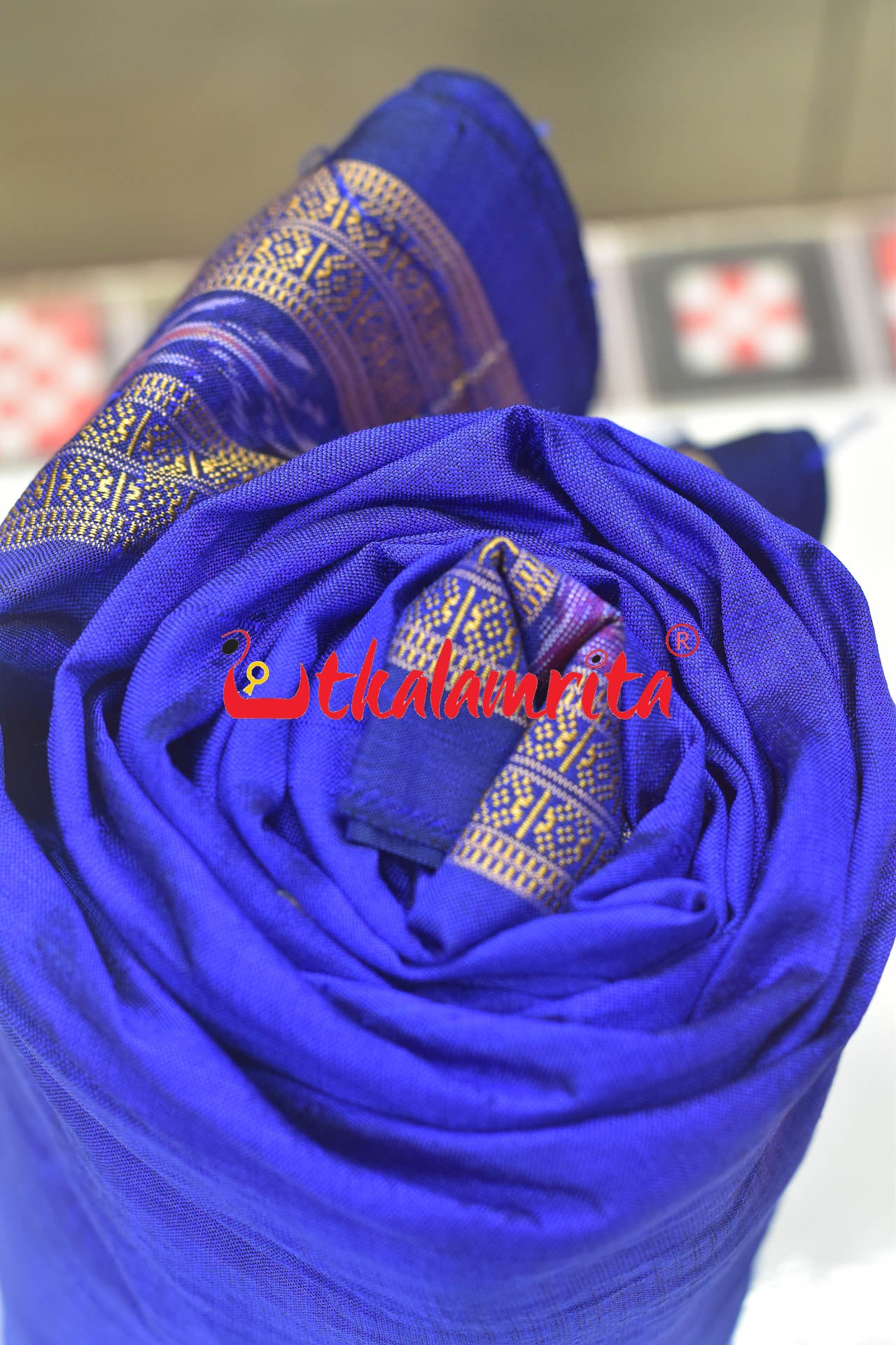 Blue Flower Bandha Silk (Fabric)