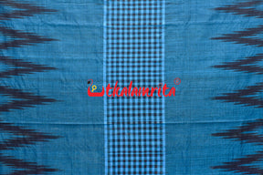 Kargil Middle Checks Blue Cotton Saree