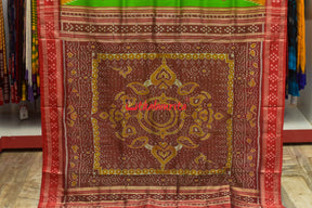 Parrot Green Pasapali Khandua Silk Saree