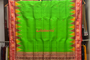 Parrot Green Pasapali Khandua Silk Saree