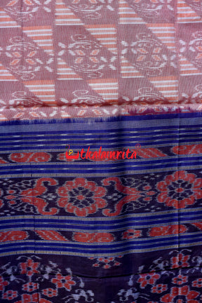 Peach Blue Khandua Cotton Saree