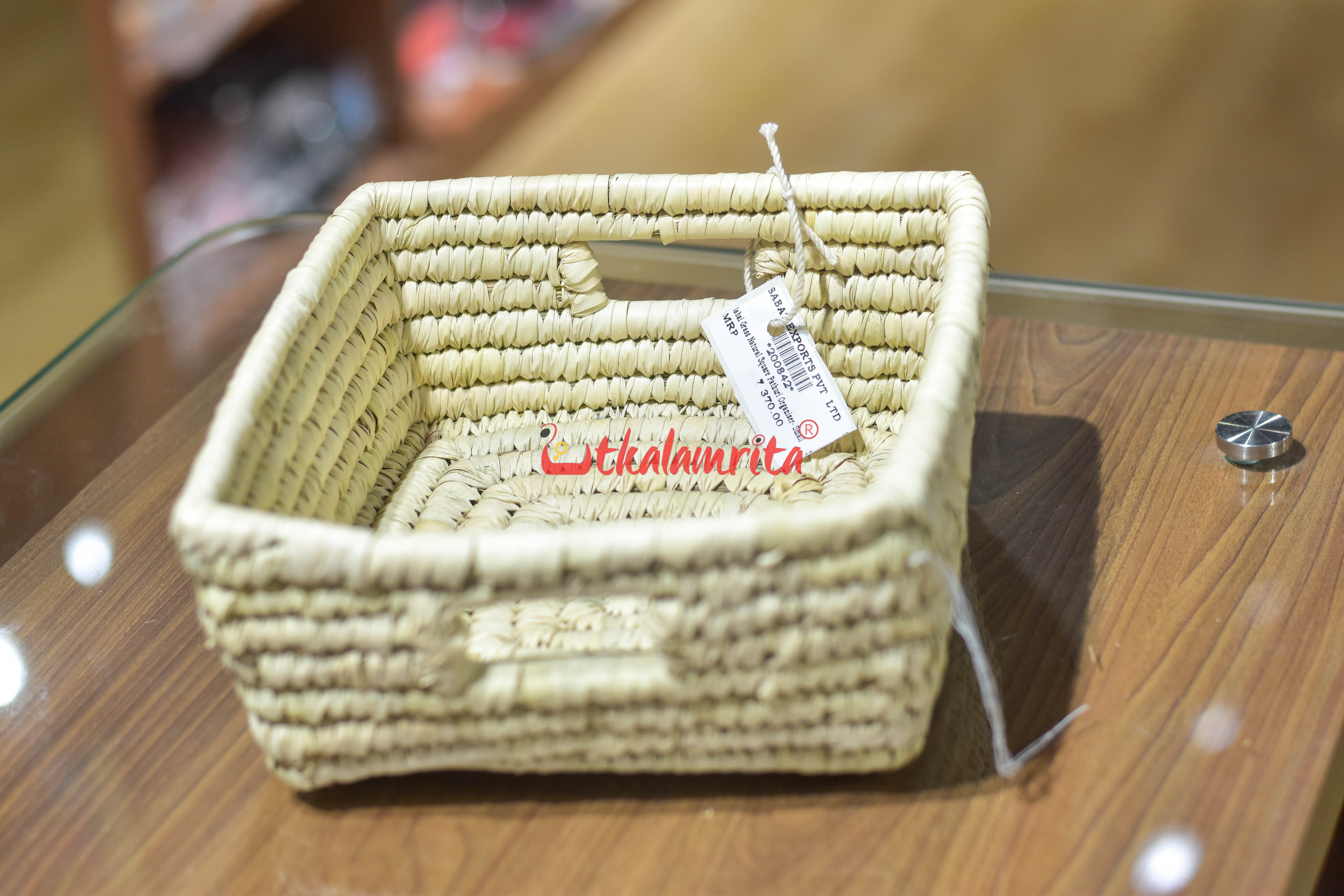 Sabai Grass Natural Square Pathuri Organiser- Small