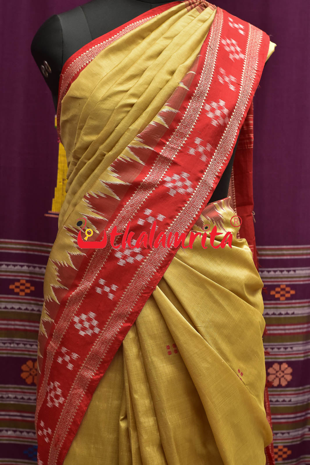 Matha Red Pasapali Jhoti Anchal Khandua Silk Saree