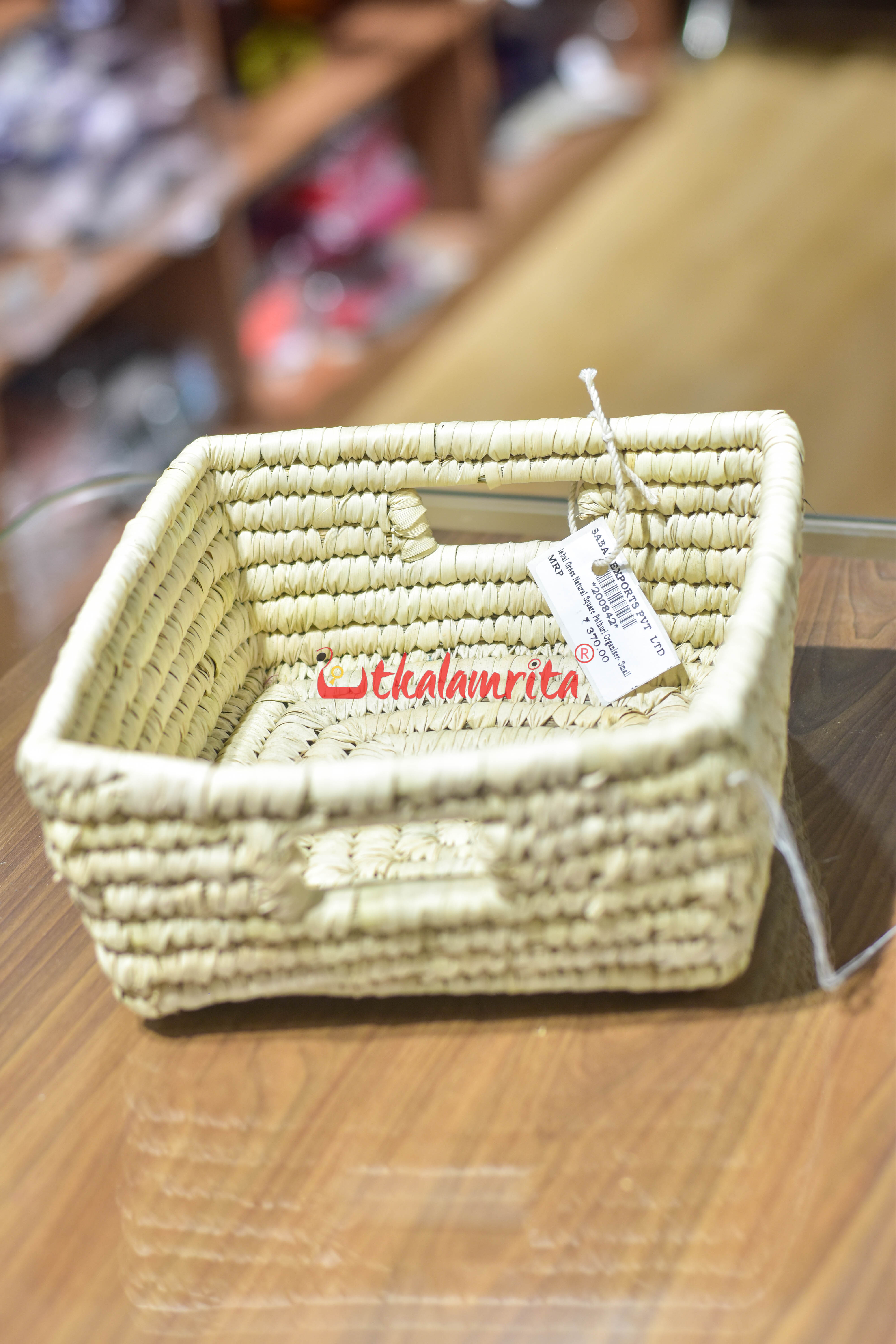 Sabai Grass Natural Square Pathuri Organiser- Small