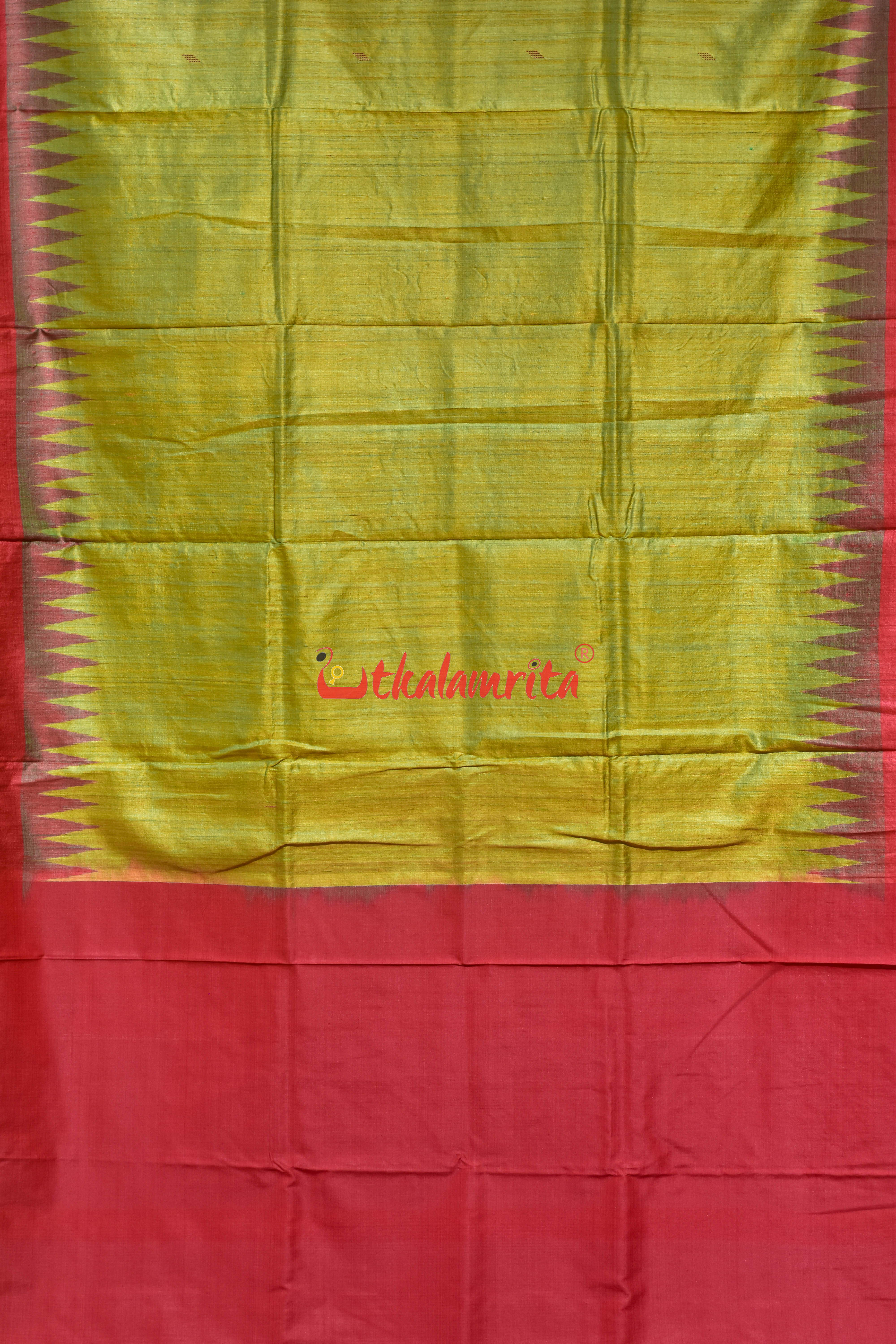 Contrast Lemon Yellow Gopalpur Tussar Saree