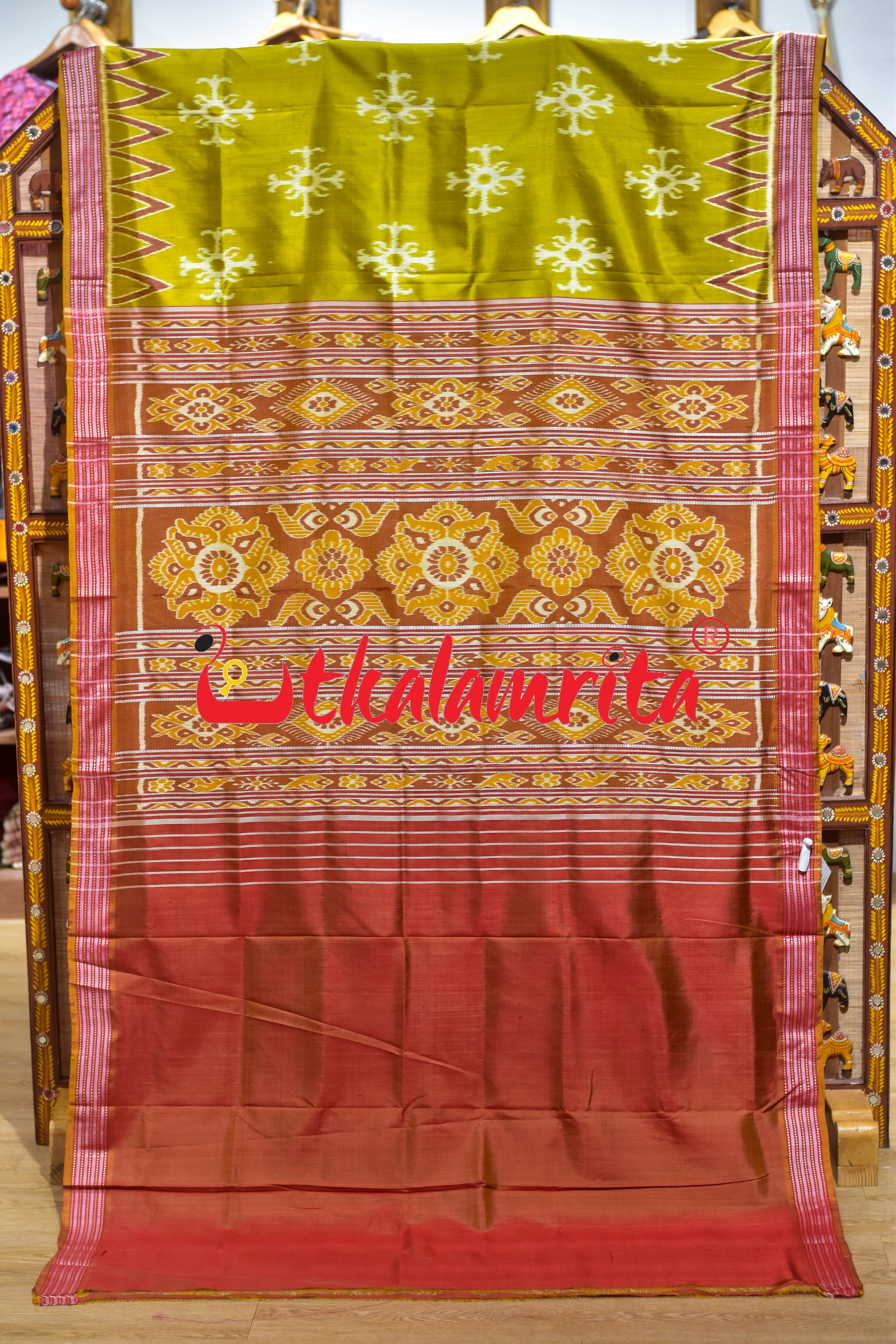 Janhiphuliya Red Border Khandua Silk Saree