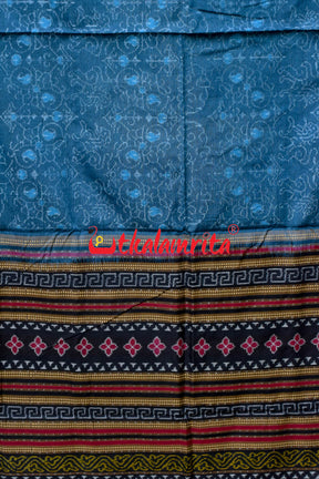 Blue Lion Elephant Sambalpuri Cotton Saree