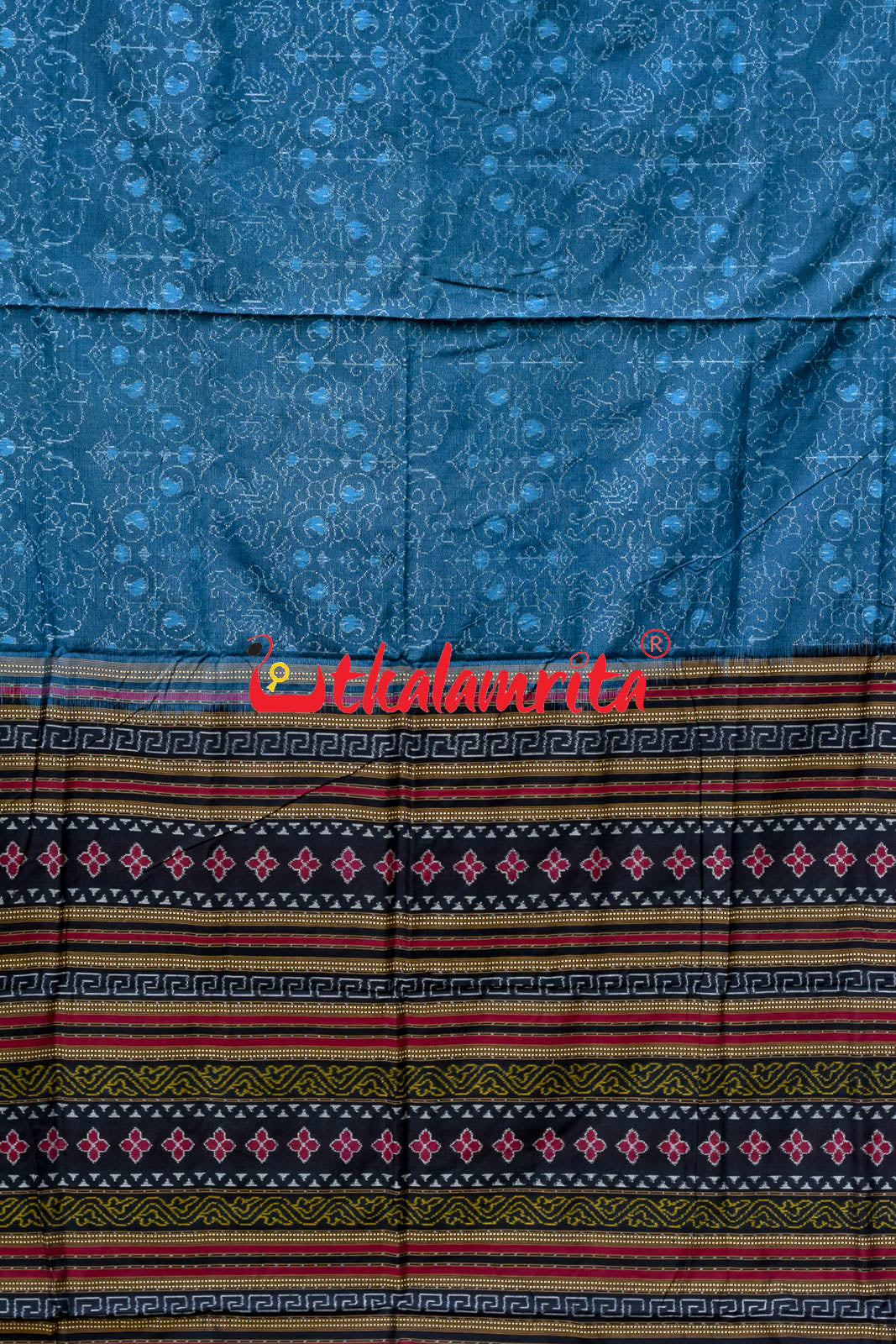 Blue Lion Elephant Sambalpuri Cotton Saree