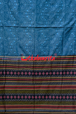 Blue Lion Elephant Sambalpuri Cotton Saree