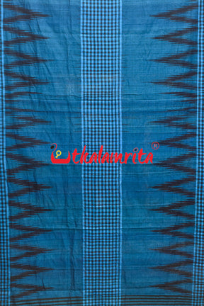 Kargil Middle Checks Blue Cotton Saree