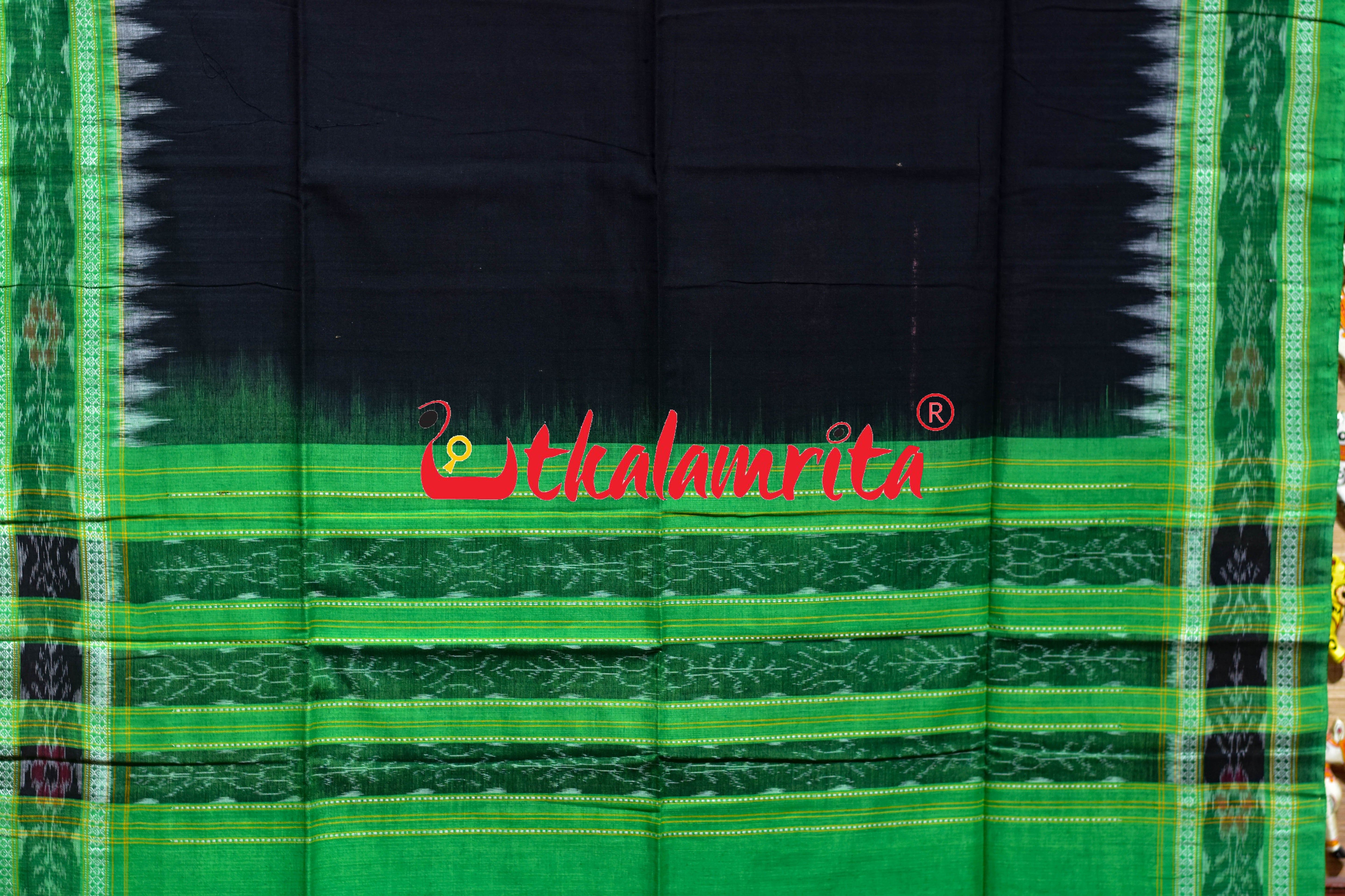 Utkala Lakhmi Coffee Green White Sambalpuri Cotton Dress Set
