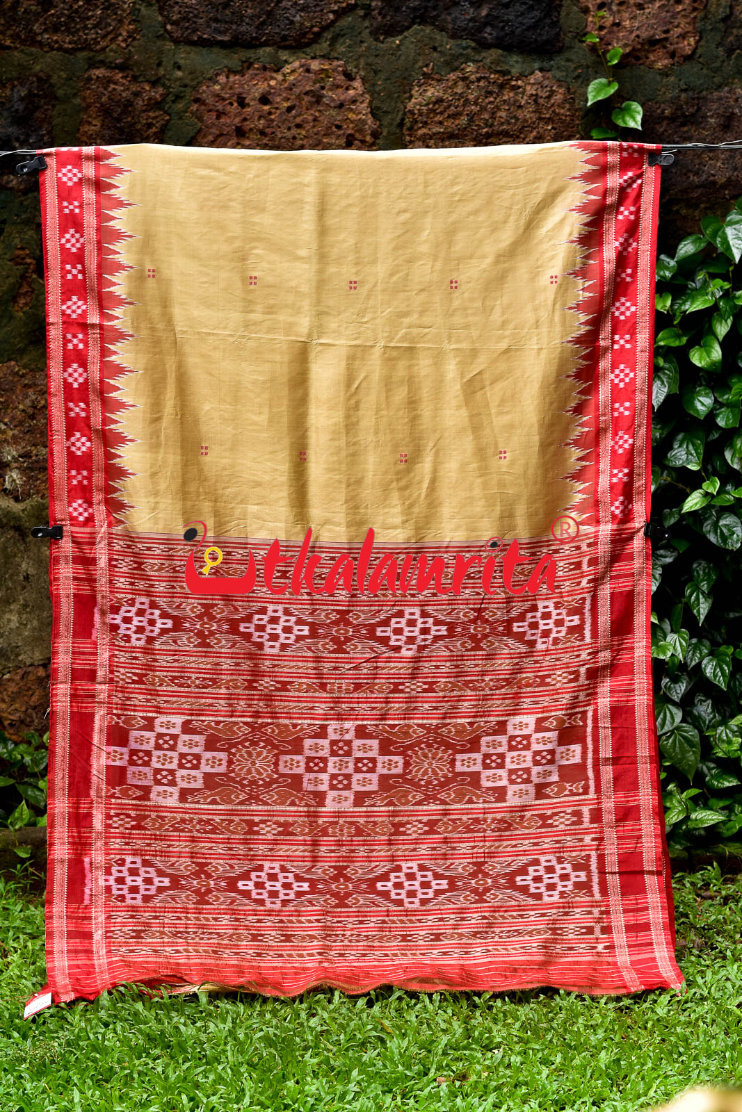 Matha Red Pasapali Jhoti Anchal Khandua Silk Saree