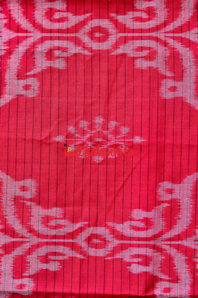 Red Maroon Sankha Khandua Cotton Saree