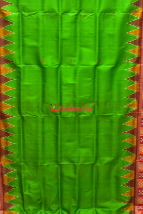 Parrot Green Pasapali Khandua Silk Saree