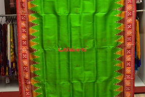 Parrot Green Pasapali Khandua Silk Saree