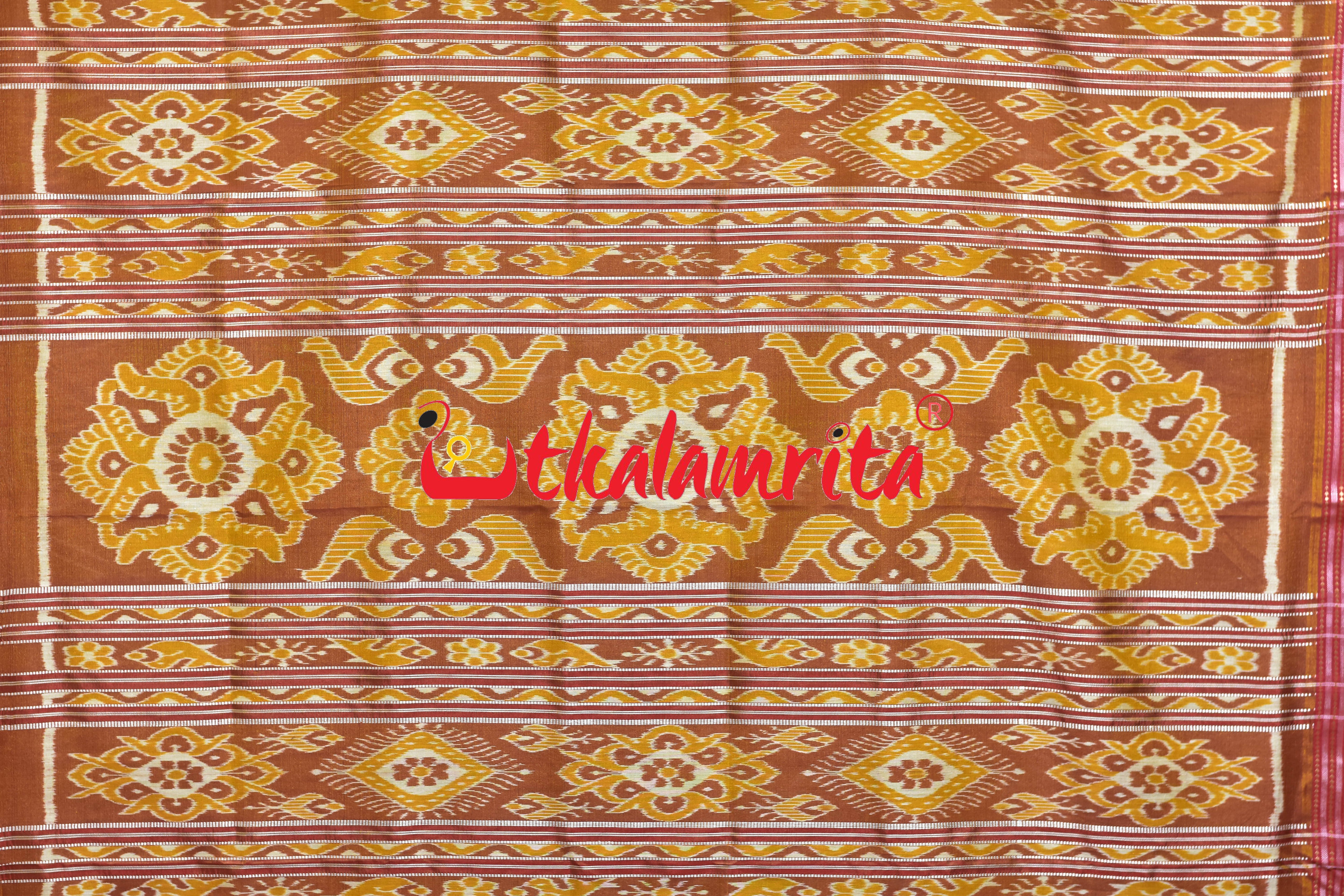 Janhiphuliya Red Border Khandua Silk Saree