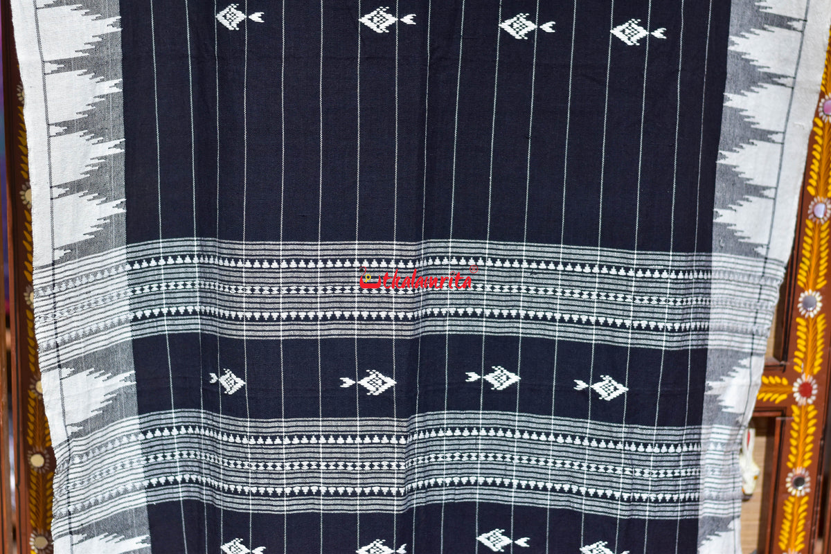 Black White Lining Fish Buti (Stole)