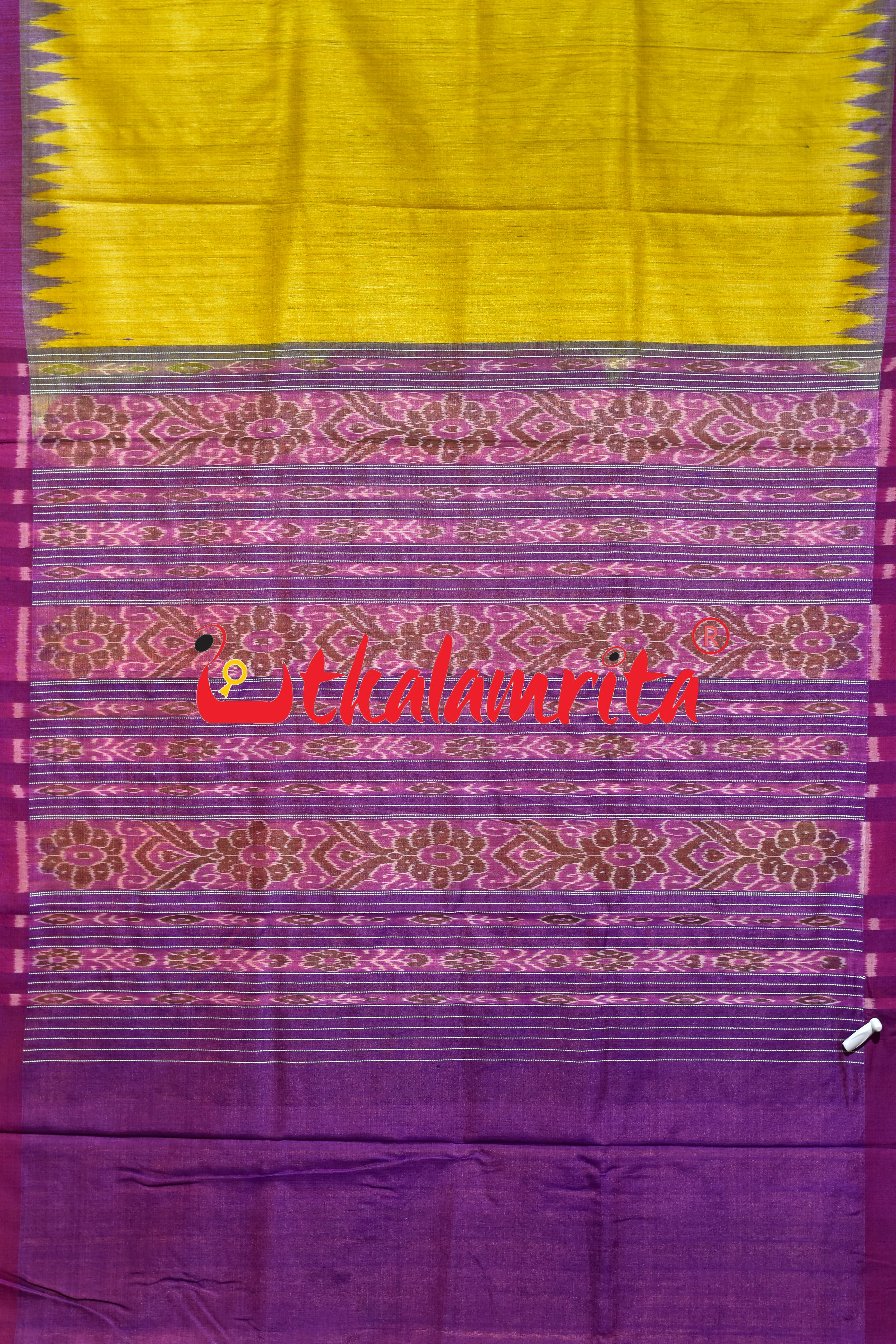 Yellow Purple Fine Gopalpur Tussar Silk Saree