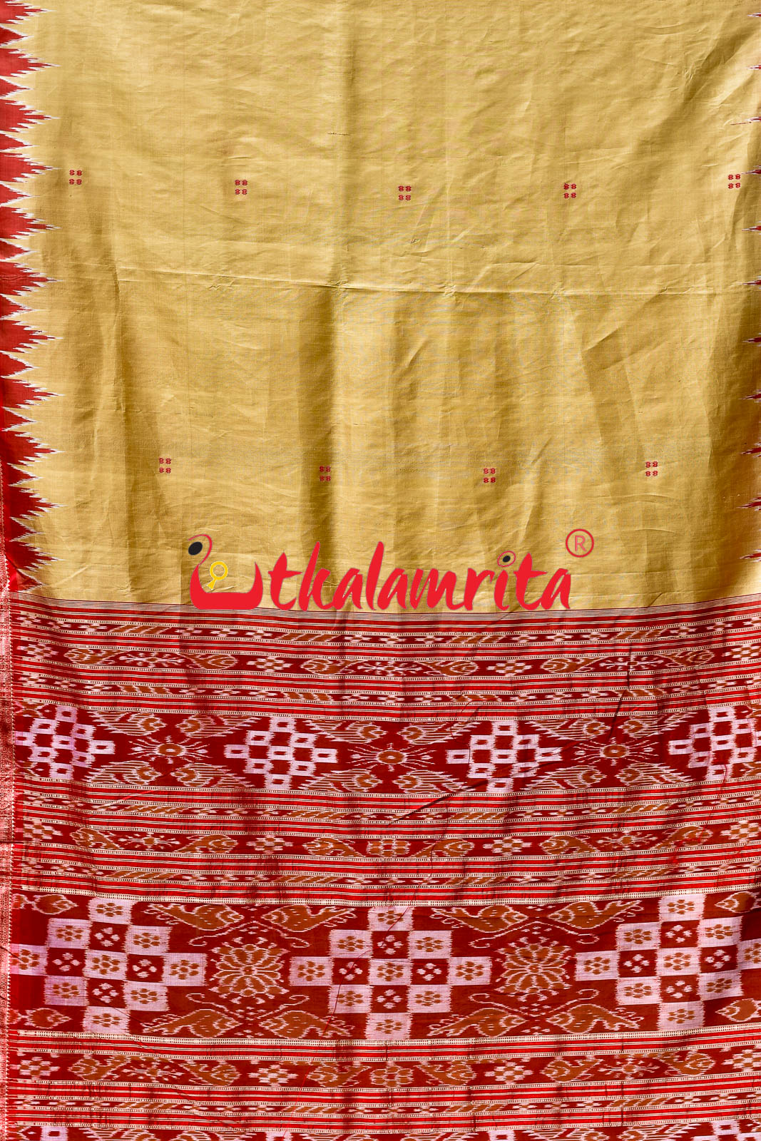 Matha Red Pasapali Jhoti Anchal Khandua Silk Saree