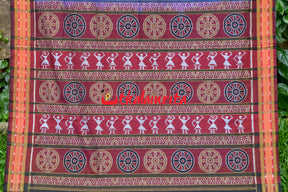 Blue Konark Temple Sambalpuri Cotton Saree