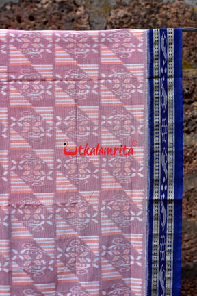 Peach Blue Khandua Cotton Saree