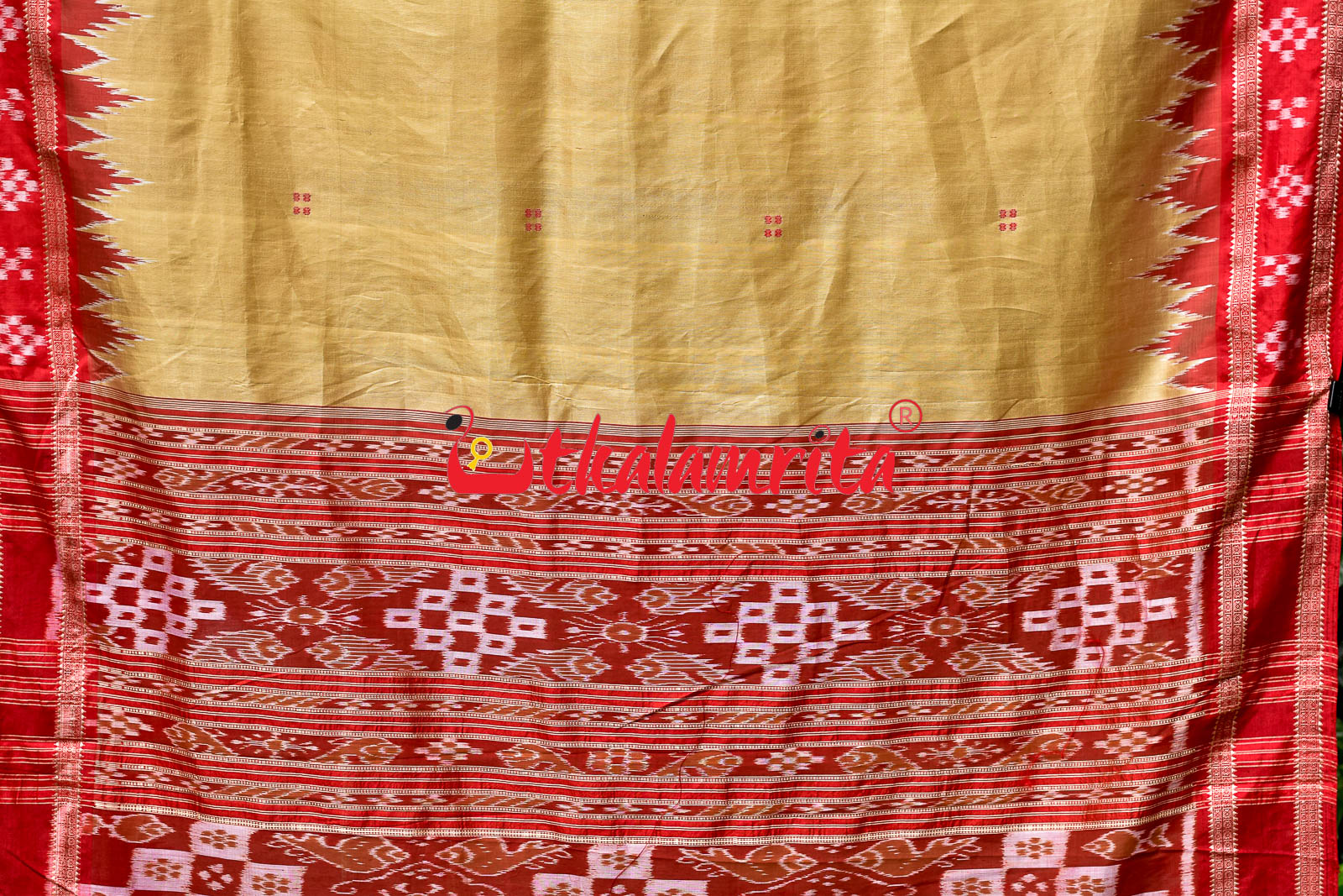 Matha Red Pasapali Jhoti Anchal Khandua Silk Saree