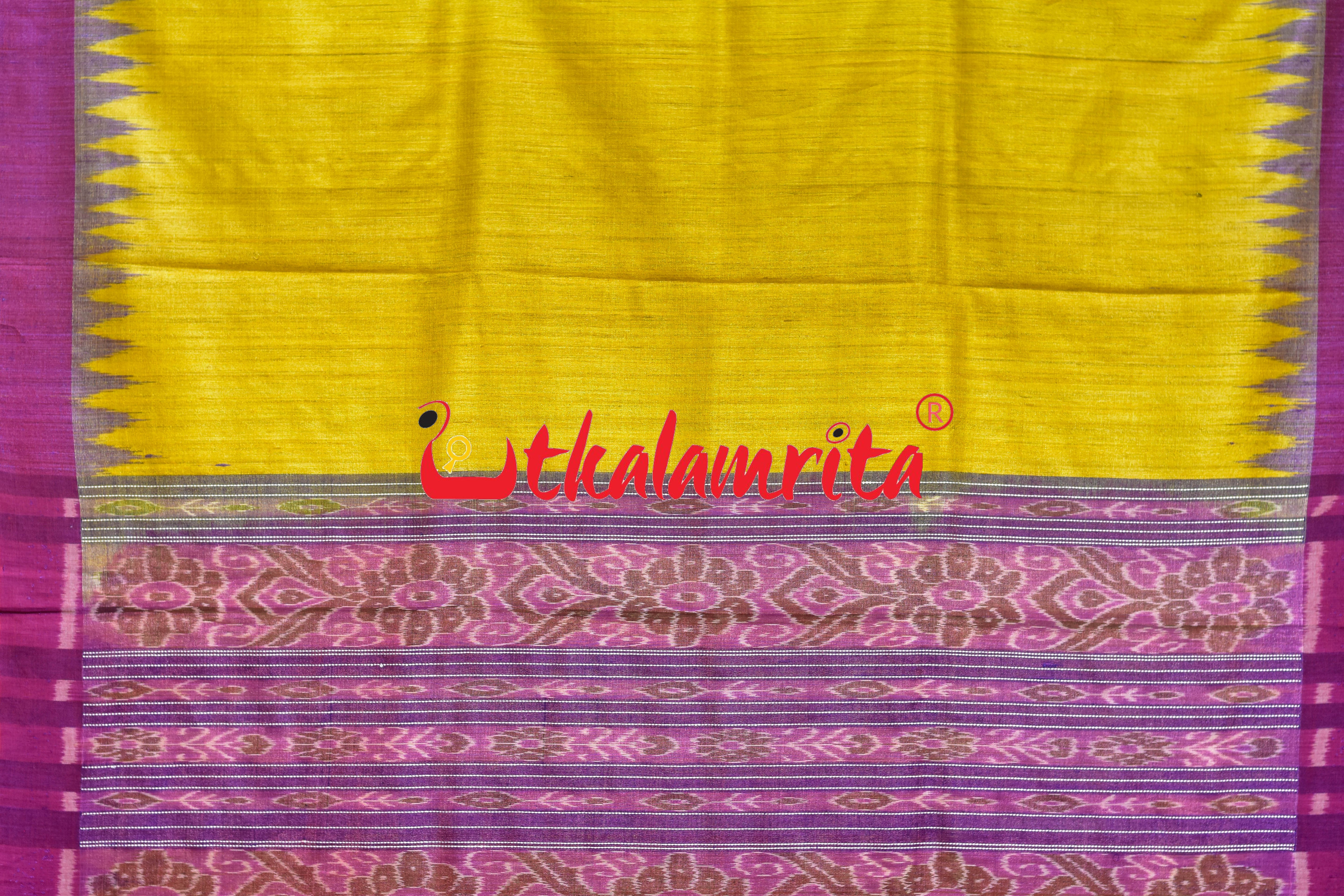 Yellow Purple Fine Gopalpur Tussar Silk Saree