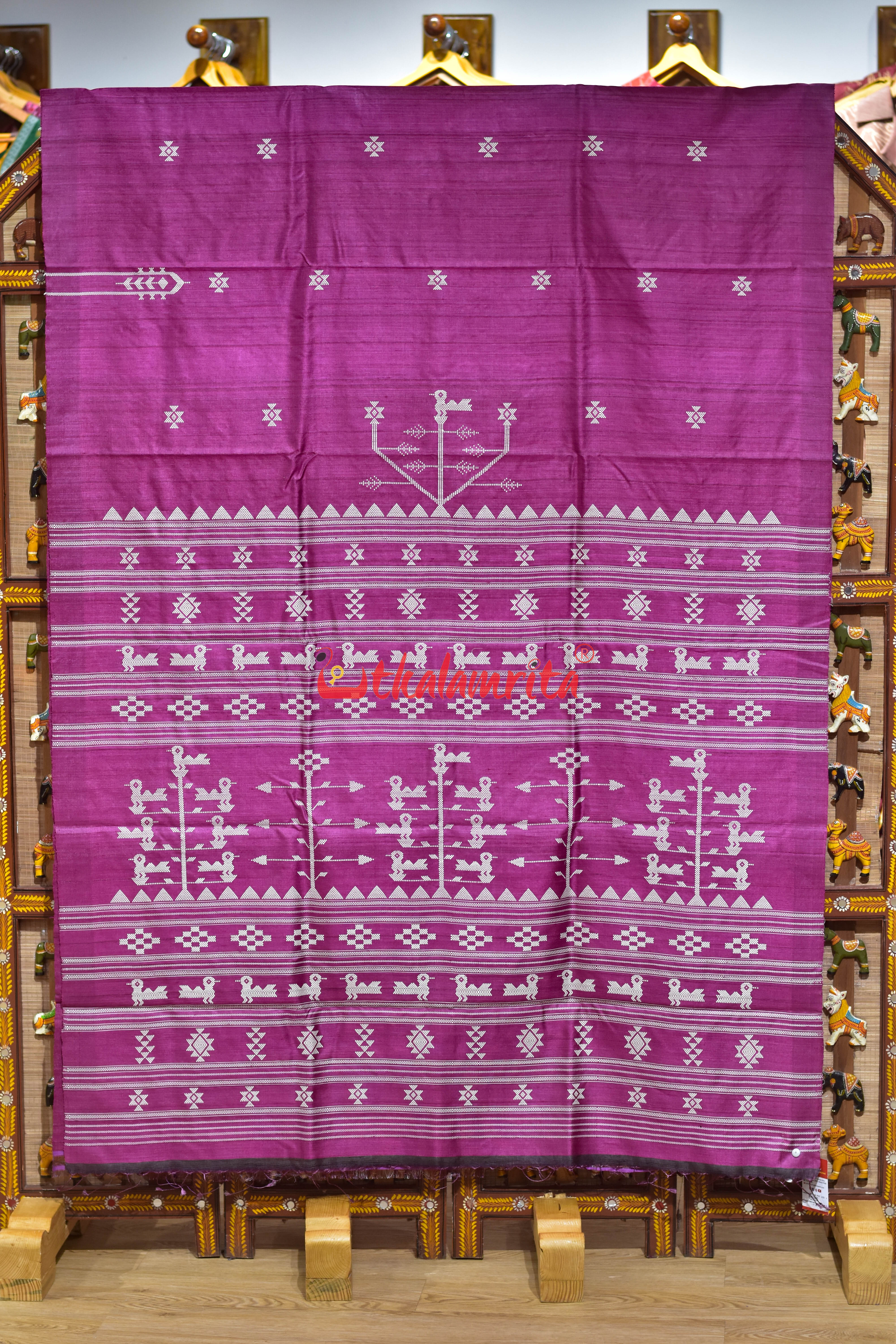 Rani Pink Ganjam Bomkai Inspired Gopalpur Tussar Saree