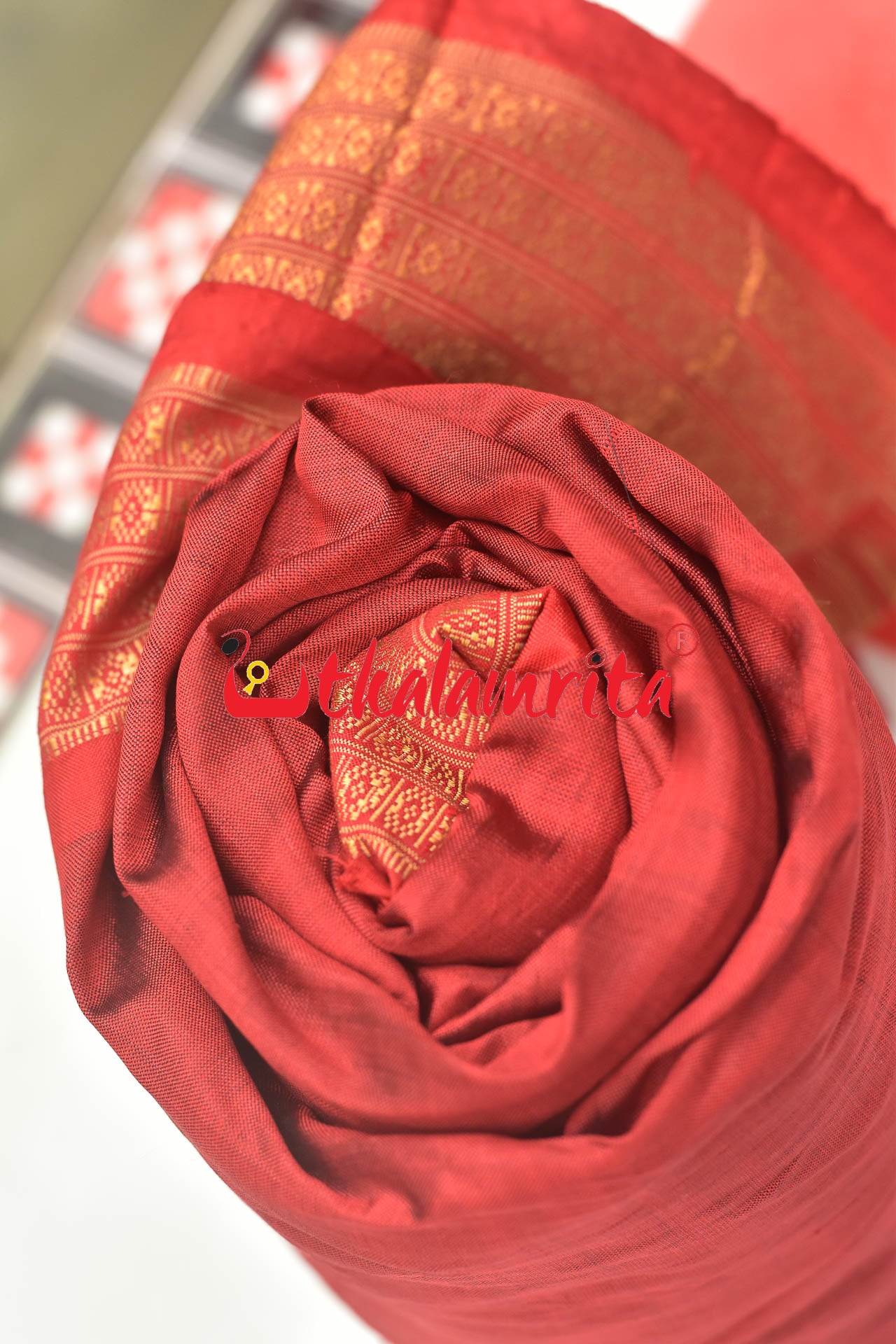 Maroon Rudrakhya Border Silk (Fabric)