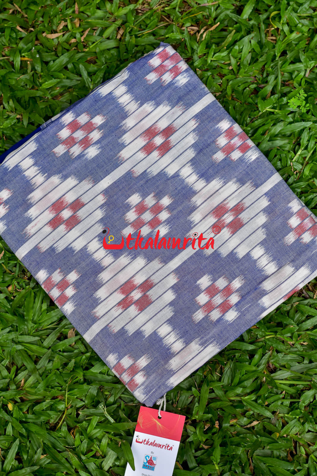 Blue Red White Kuthi Pasapali (Fabric)