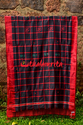 Tussar Santhal Black Red