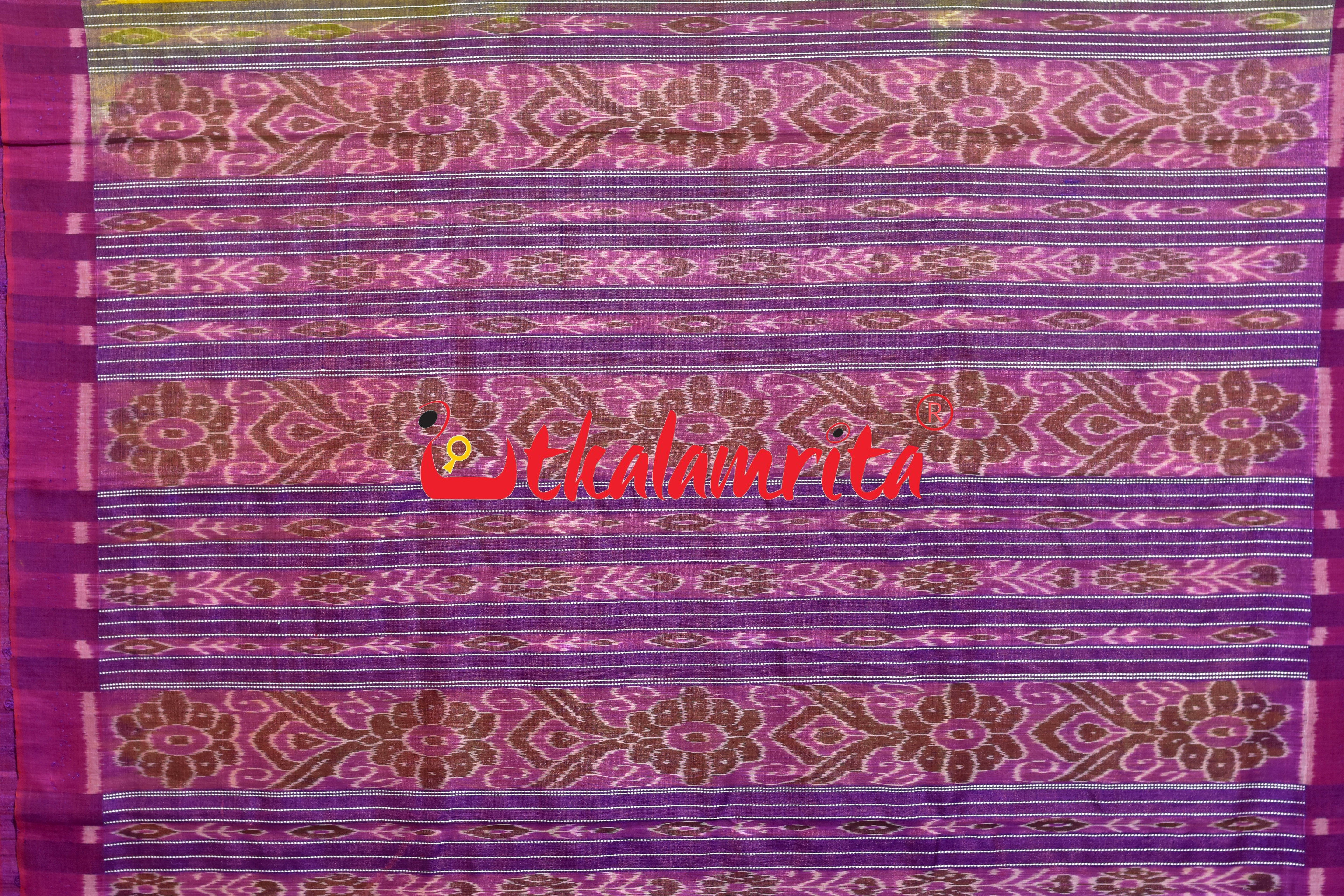 Yellow Purple Fine Gopalpur Tussar Silk Saree