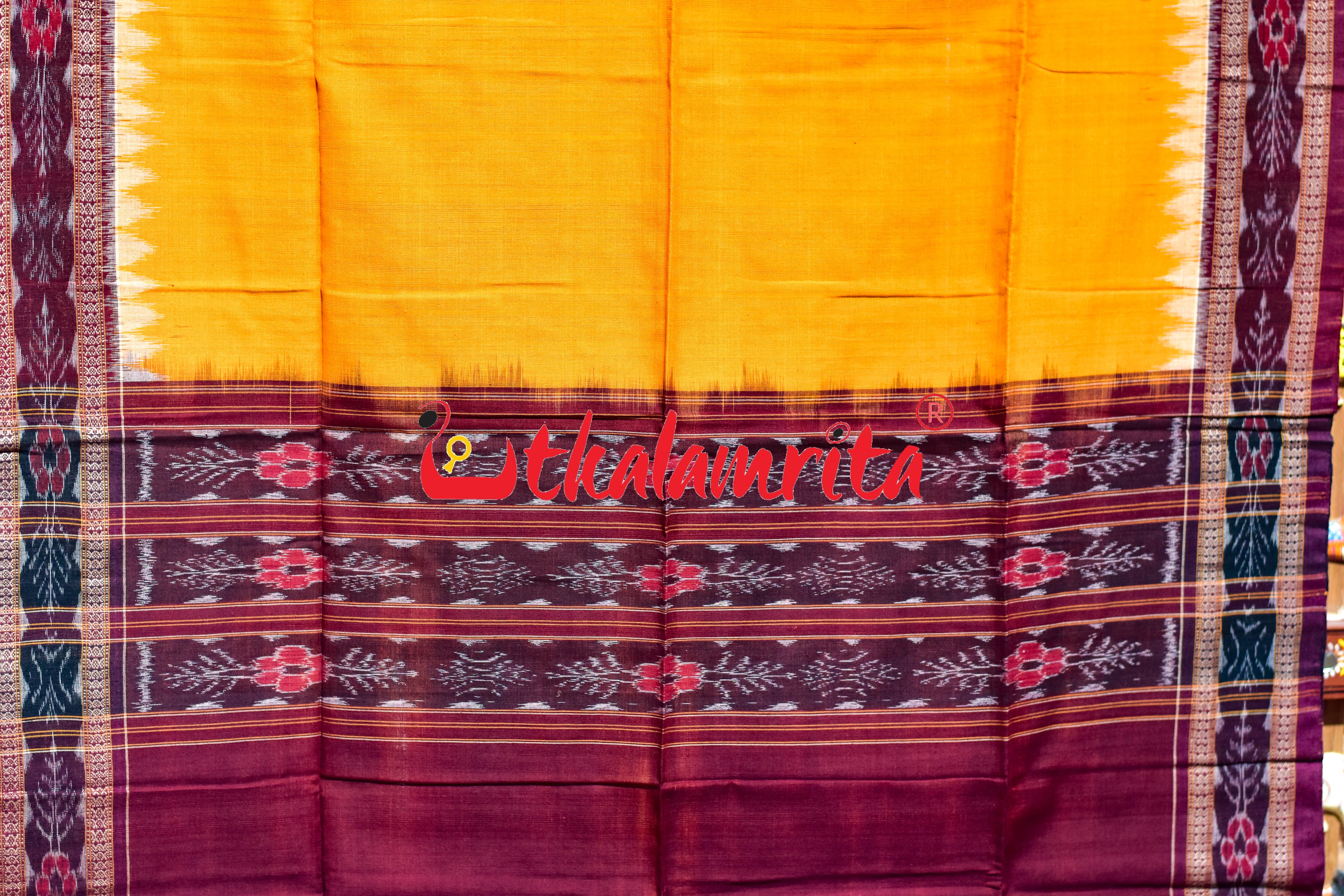 Utkala Lakhmi Blue Yellow Maroon Sambalpuri Cotton Dress Set